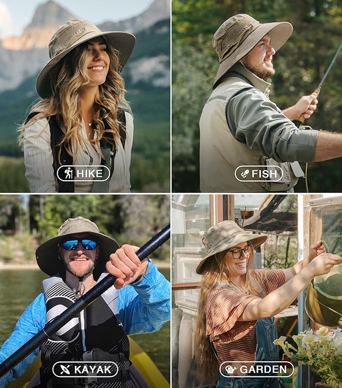 GearTOP Safari Hat for Men Sun Hats for Women UV Protection UPF 50+ Fishing, Gardening, Hiking Hat (22-23 1/2")