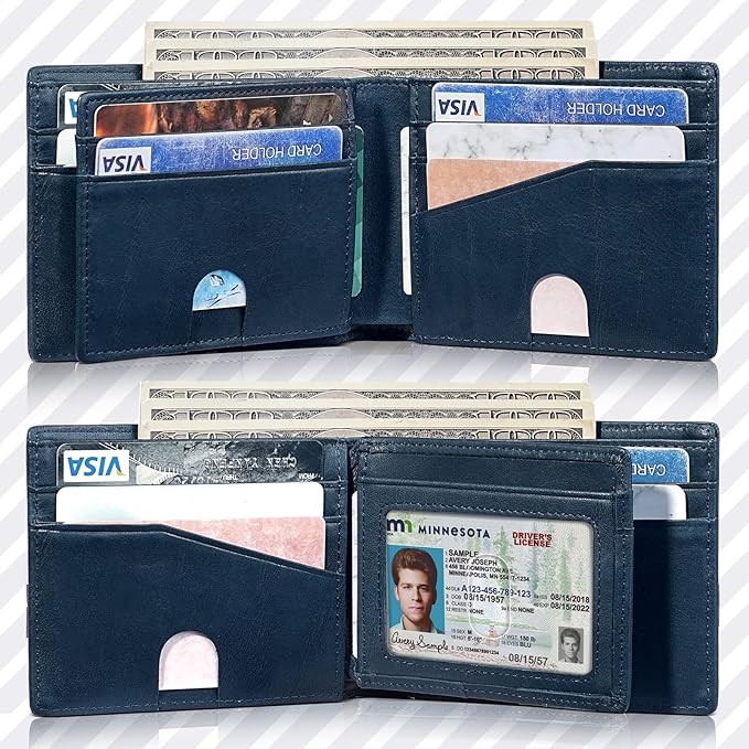 Artpaxy Mens Wallet Bifold Genuine Leather RFID Blocking Wallet for Men with 1 ID Windows 13 Card Holders 2 cash pockets 1 Gift Box