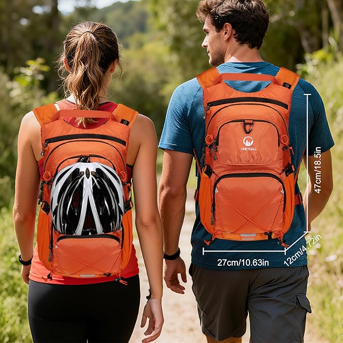ONETOALL Hydration Backpack 22L, Hiking Backpack with 2L Leakproof Bladder, Sewn-in Rain Cover, Insulated Compartment for Men & Women Running, Cycling, Camping