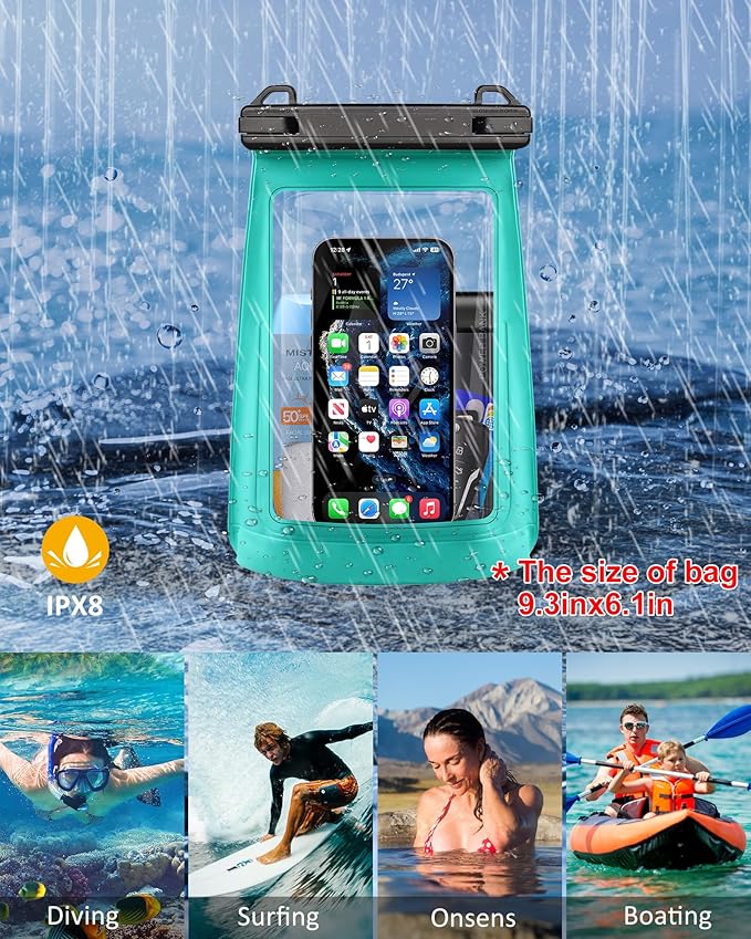 Waterproof Phone Pouch for iPhone 16 15 14 11 Pro Max & Galaxy S24 S21 - Floating Large Capacity Dry Bag Stores Sunscreen, Sunglasses - Oversized Waterproof Bag for Beach, Swimming, Kayaking
