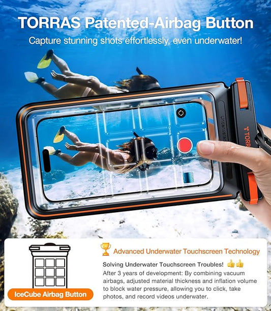 TORRAS 2 Pack IPX8 Waterproof Phone Pouch Floating, Underwater Screen Touchable, Waterproof Phone Case with Lanyard for iPhone 16 Pro Max 15 14 S25, Cell Phone Dry Bag Cruise Essentials 7.0", Black