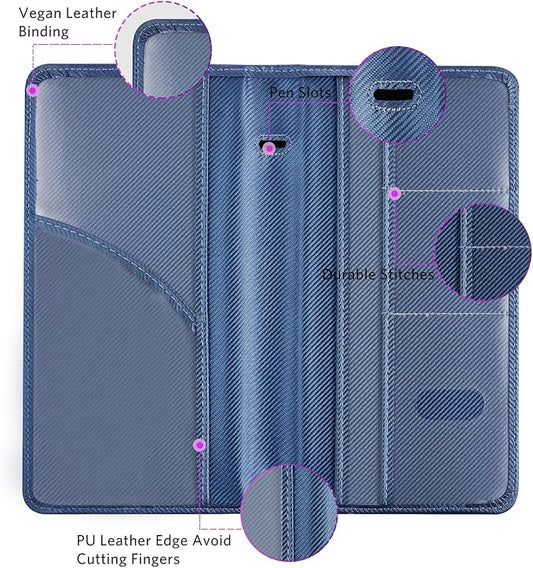 CoBak Car Registration and Insurance Holder - Vehicle Glove Box Car Organizer,Auto Truck Comparment Accessories Case with Magnetic Closure for Driver License,Cards, Carbon Blue