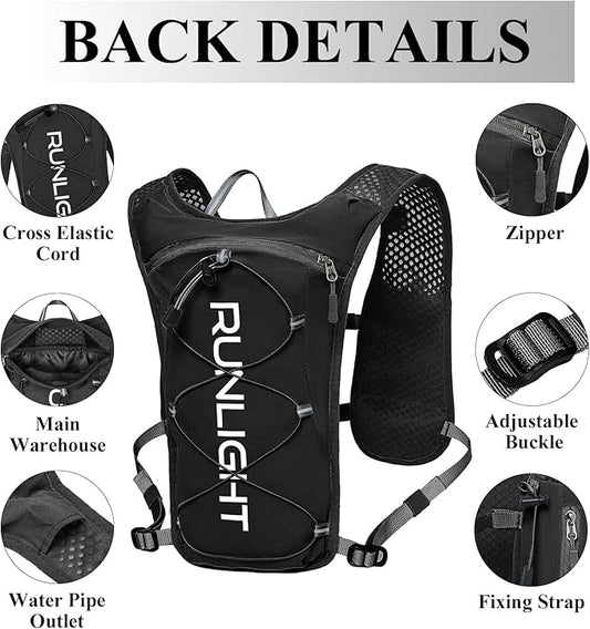 Running Vest for Women Men Lightweight Hydration Backpack Pack with 1.5L Water Bladder Bag Hydro Daypack for Hiking,Trail,Skiing,Camping,Cycling,Race,Marathon