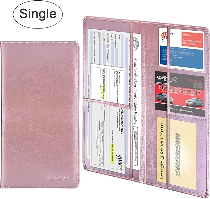 Wisdompro Car Document Holder Organiser, PU Leather Vehicle Insurance and Registration Holders Wallet Case for ID Card, Driving Licence, Key Contact Information Cards