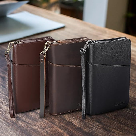 Polare Full Grain Leather Passport Holder Cover Case for Men and Women RFID Blocking Family Travel Wallet Holds 6 Passports