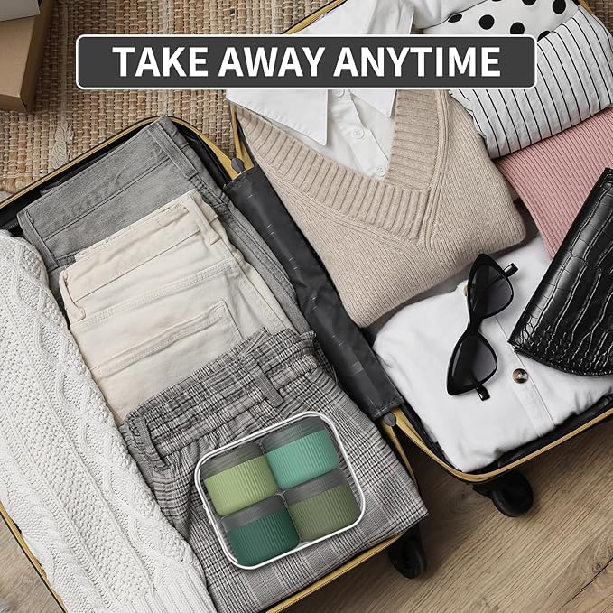 ME.FAN Travel Containers for Toiletries, TSA Approved 2 oz Silicone Cream Jars, Leak-proof Journey Containers, Trip Accessories with Lid for Cosmetic Face Hand Body Cream 4 Pack Black Lid Blue Green