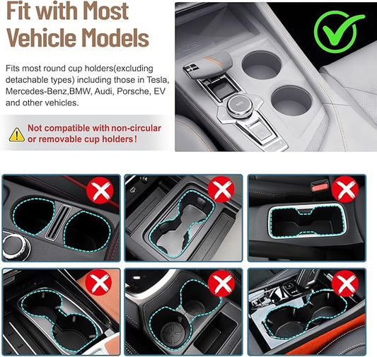 Car Tray Table & Car Desk for Laptop with 2 Risers and Anti-slip Pad, 360° Rotating Cup Holder for Working and Eating Compatible with Tesla Model 3/Y/S/Ensure The Cup Holder is Round/Brown