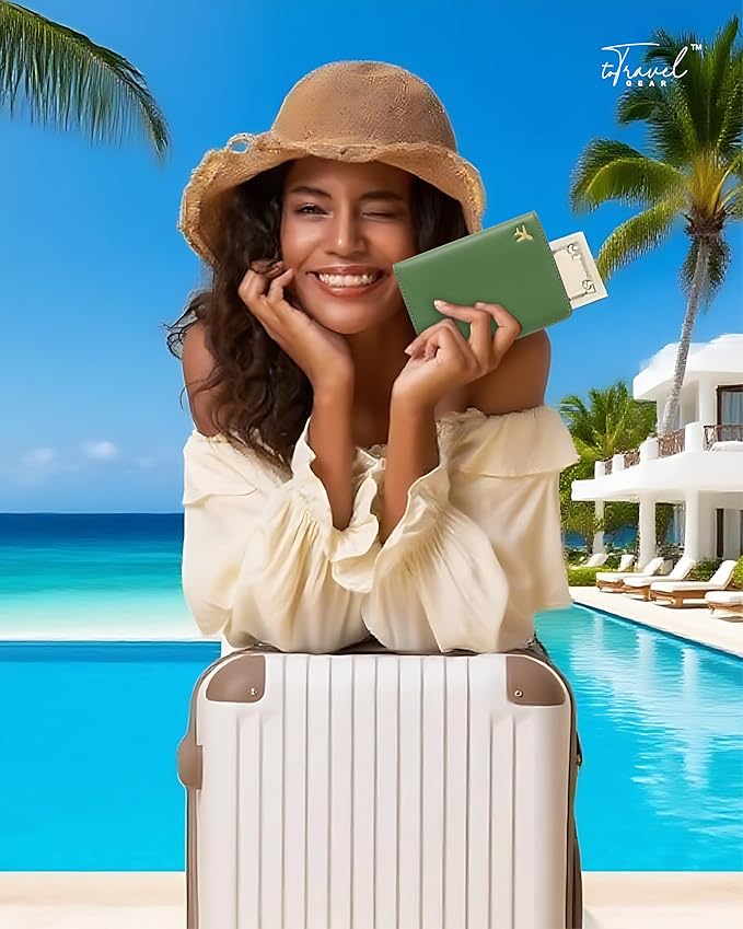 PU Leather Passport Holder Covers Case, Waterproof Rfid Blocking Travel Wallet Passport Holder(Olive Drab)