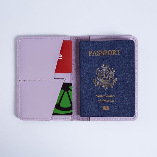 INCARNE US Passport Cover Clear - Travel Passport Wallet - Leather Passport Holder for Women Men Family with Card Slots & Note Compartmen - Sleeve Protector - Genuine Leather - Classic Fuchsia
