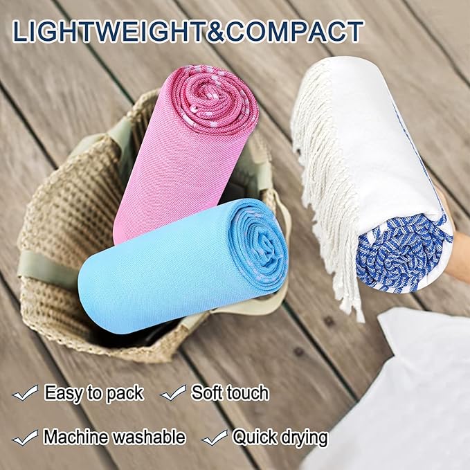 Beach Towel 2 Pack,Sand Free Beach Towels Oversized 39 x 72,Turkish Beach Towel Quick Dry,Lightweight Pool Towels for Adults Diamond Travel Towel,Cool Beach Essentials Super Absorbent Towels