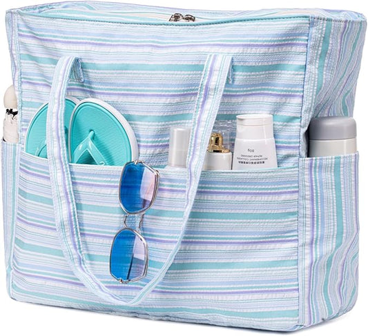 Bluboon Waterproof Beach Tote Pool Bags for Women Ladies Extra Large Carry On Bag With Wet Compartment for Weekender Travel