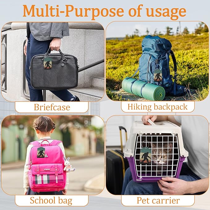 Sasquatch Luggage Tags for Suitcase 3 Pack, Privacy Cover ID Label with Stainless Steel Loop and Address Card for Travel Bag Suitcase