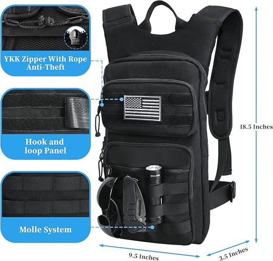 Tactical Hydration Backpack,tactifans Water Backpack with 3L Water Bladder,Tactical Molle Hydration Pack for Men Women,Hydration Pack Backpack for Hiking,Running,Hunting,Biking