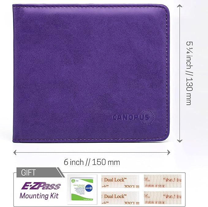 CANOPUS Car Registration and Insurance Holder, PU Leather Card Holder, Vehicle Glove Box Organizer for Auto, SUV, Truck and Motorcycle, Purple