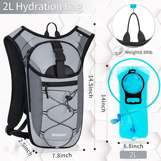 Hydration Backpack with Leak Proof Water Bladder, Lightweight Hydro Water Daypack for Rave, Cycling, Running, Hiking, Climbing
