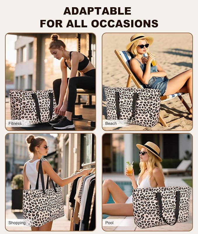 Extra Large Beach Bag Waterproof Beach Totes Bags for Women, Lightweight Foldable Pool Bag with Zipper Wet Compartment