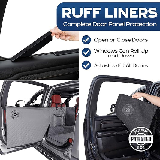 Ruff Liners XL Floor Cover with Door Protection, Gray ā As Seen on Shark Tank ā Fits FullāSize Crew Cab Trucks with FoldāUp Seats, Waterproof & Machine Washable ā Sturdy XL Dog Hammock for Truck
