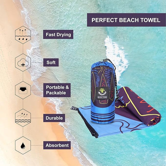 4Monster Microfiber Beach Towel Quick Dry,Super Absorbent Lightweight Travel Towel for Swimmers, Sand Free Camping Towel, Beach Towels for Pool,Swim,Water Sports,Yoga
