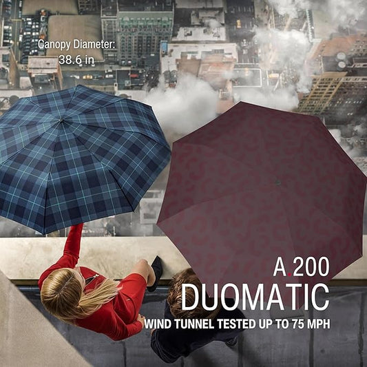 Knirps A.200 Medium Duomatic Windproof Umbrella for Adults – Automatic Open Close 38.5" Canopy, Travel Case Included