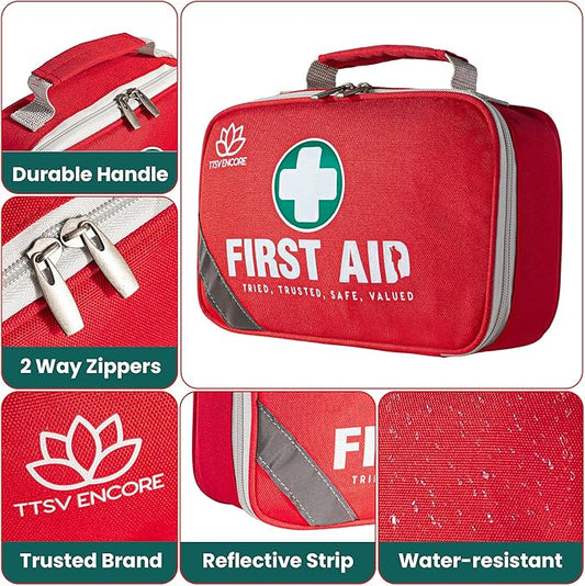 258-Piece 2-in-1 Emergency First Aid Kit for Home, Car, Camping & Hiking – Waterproof Portable Survival Medical Kit with Mini 1st Aid Pouch – Trauma, Travel, Disaster Preparedness Supplies