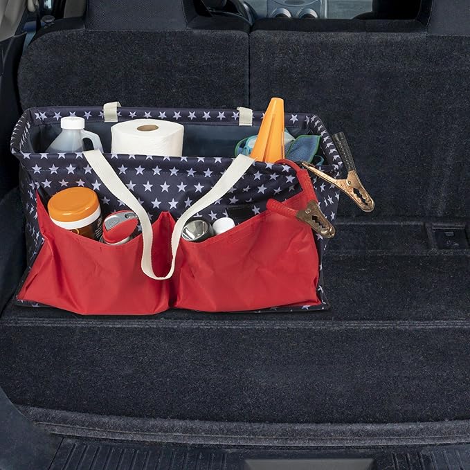 Household Essentials Red, White, and Blue Krush Container All-Purpose Utility Tote with Pockets