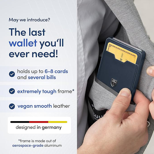 TRAVANDO Swype Slim Wallet for Men Metal RFID Blocking Mens Wallet Card Case (Without AirTag* Pocket)