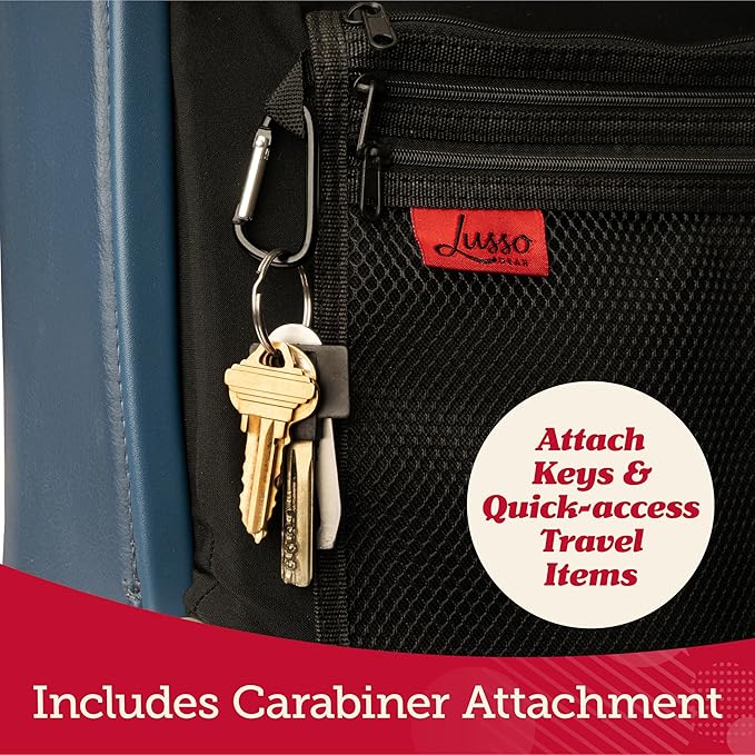 Lusso Gear Premium Black Airplane Tray Table Cover with 5 Compartments - Sanitary, Machine-Washable, Foldable - Black