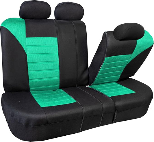 FH Group Automotive Car Seat Covers Rear Set Premium 3D Air Mesh Seat Covers, Airbag Compatible and Split Bench Cover Universal Fit Interior Accessories for Cars Trucks and SUVs - Mint
