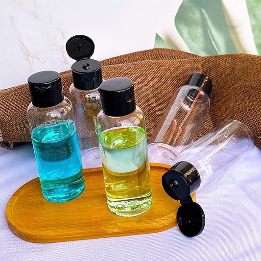 5 Pack 3.4 oz Travel Size Bottles for Toiletries TSA Approved Leak Proof Empty Refillable Liquid Containers with Labels