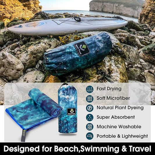 4Monster Microfiber Beach Towel Quick Dry,Super Absorbent Lightweight Travel Towel for Swimmers, Sand Free Camping Towel, Beach Towels for Pool,Swim,Water Sports,Yoga