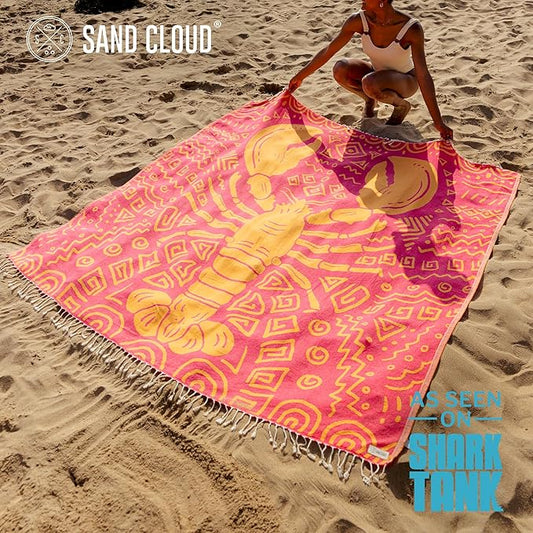 Sand Cloud Turkish Beach Towel - Sand Free - 100% Organic Turkish Cotton Yarn - Quick Dry Towel for Beach, Picnic, Blanket or Bath - As Seen on Shark Tank - Marine Life (Bohemianster)