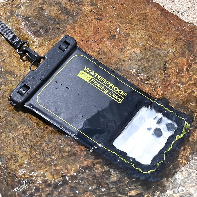 Large Waterproof Phone Pouch Floating, Phone Case Friendly, Up to 7.2'' Cell Phone Dry Bag, IP68 Waterproof Phone Case for iPhone Samsung Galaxy Google, Black