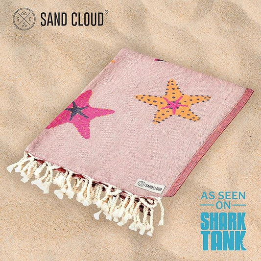 Sand Cloud Large Turkish Beach Towel - Sand Free - 100% Organic Turkish Cotton Yarn - Quick Dry Towel for Beach, Picnic, Blanket or Bath - As Seen on Shark Tank - Marine Life (Sea Star)