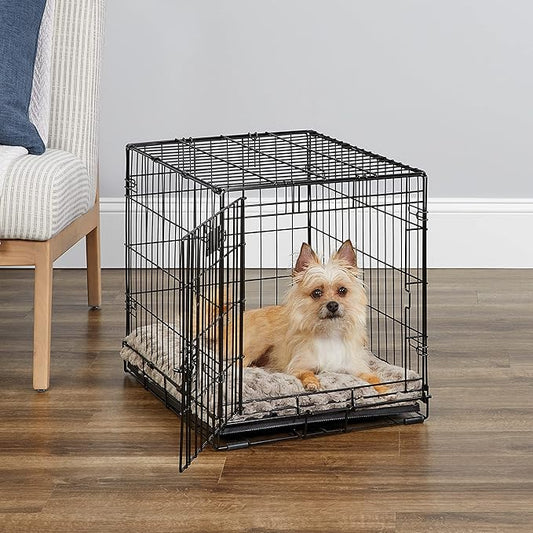 MidWest Homes for Pets 24-Inch iCrate Folding Dog Crate with Divider Panel, Leak-Proof Tray & Secure Latches – Metal Wire Kennel for Small Breeds – Portable, Durable & Easy to Assemble