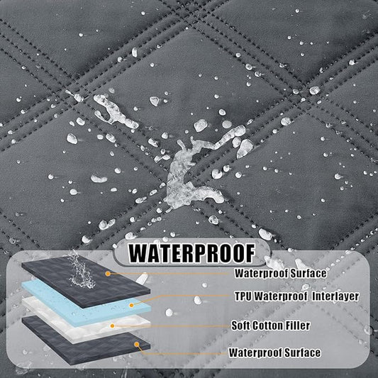 Smiry Waterproof Dog Bed Cover Blanket 40x70, Soft Reversible Pet Blanket, Washable Leakproof Cats Dogs Couch Cover for Sofa, Couch, Furniture, Lattice, Dark Grey/Dark Grey
