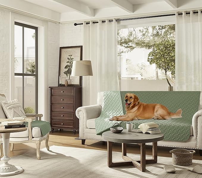 gogobunny 100% Double Sided Waterproof Dog Blanket Soft Pet Bed Cover Reversible Protect Furniture Couch Sofa Car for Puppy Cat Kids (Dark Green/Light Green, 40x50 Inch (Pack of 1))