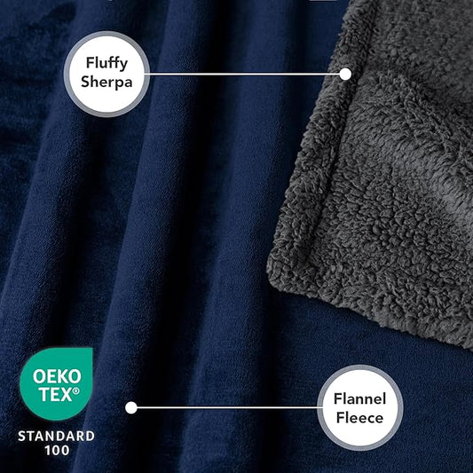 PetAmi Dog Blanket for Small Medium Dogs, Pet Bed Blanket Cat Puppy Kitten, Fleece Furniture Couch Cover Protector Sofa Car, Soft Sherpa Dog Throw Plush Reversible Washable, Mini 29x40 Blue Gray