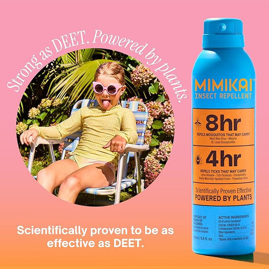 Mimikai Mosquito and Tick Repellent Spray, DEET-Free for Skin and Outdoor Use, Plant-Powered Skincare, 5.5oz