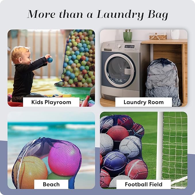 Handy Laundry Mesh XL Laundry Bag - Durable, Machine Washable with Secure Drawstring Closure - Perfect for College Dorms, Laundromats, Apartments (Navy, Large 24" x 36")