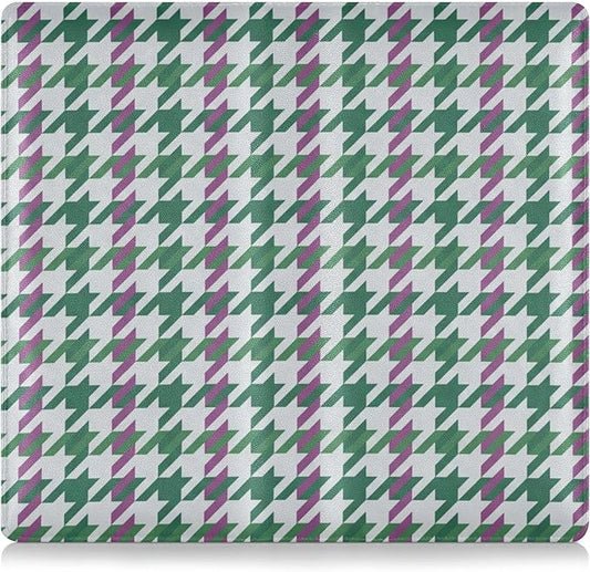 linqin Car Registration and Insurance Card Holder, Houndstooth Purple Green Glove Box Organizer Card Document Wallet