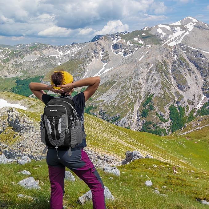 Hiking Backpack 30L Lightweight Travel Daypack Small Day Pack for Men Women Outdoor Camping Backpacking, Black