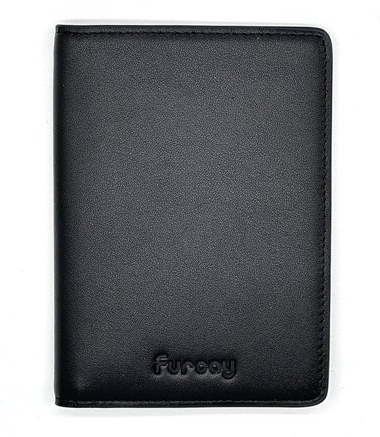 Passport holder for travel, Genuine Nappa Leather Passport Cover with RFID blocking. A must-have Airport Travel safety essentials for both men and women.(Black/Gray)