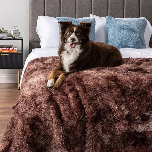 PetAmi Waterproof Dog Blanket for Medium Large Dogs, Calming Fleece Cat Blanket, Couch Protector Washable Sherpa Faux Fur Pet Throw for Puppy, Soft Reversible Leakproof 40x60 Tie-Dye Brown