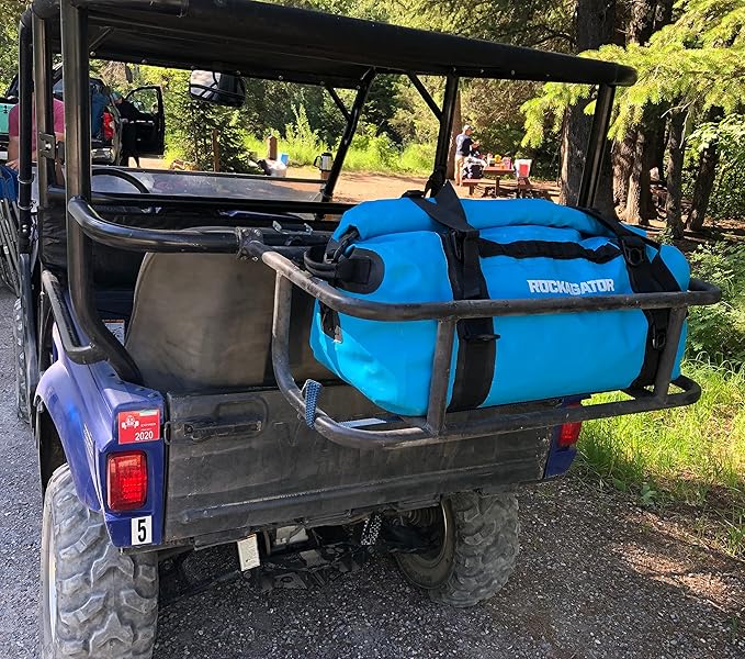 Waterproof Duffle Bag for Travel and Camping with Roll-Top Closure, Durable, All-Weather, and Versatile Dry Bag - Rockagator Mammoth Series (90 Liter, Light Blue)