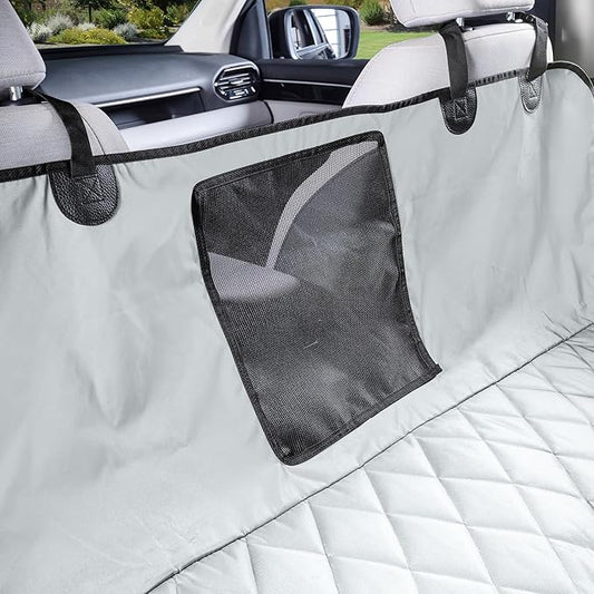 4Knines Dog Hammock for Cars, SUVs, and Small Trucks with Mesh Window (Regular, Grey) β Rear Seat Cover for 60/40 Split Bench w/Armrest & Seatbelt Access β Heavy Duty, Waterproof, Easy to Install