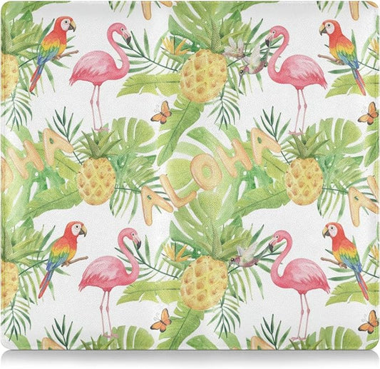 linqin Car Registration and Insurance Card Holder, Tropical Birds Flamingos Glove Box Organizer Card Document Wallet