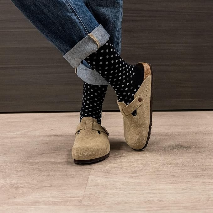 Medical Grade Compression Socks for Men & Women 15-20 mmHg by OrthoSleeve (Black Polka Dot, Medium)