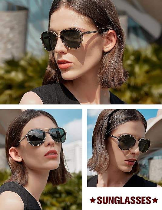 BIRCEN Polarized Sunglasses for Women UV - Protection Womens Retro Mirrored Shades with Acetate Frame BC2001