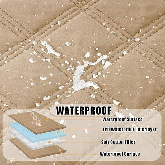 Smiry Waterproof Dog Bed Cover Blanket 40x50, Soft Reversible Pet Blanket, Washable Leakproof Cats Dogs Couch Cover for Sofa, Couch, Furniture, Lattice, Camel/Camel