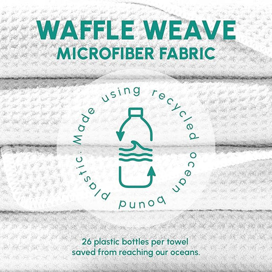 SUN'Y Waffle Microfiber Beach Towel โ Sand Free, Quick Dry, Ultra Absorbent, Lightweight & Compact Travel Towel with Carry Bag - Large (63โ x 31.5โ), Sea Green